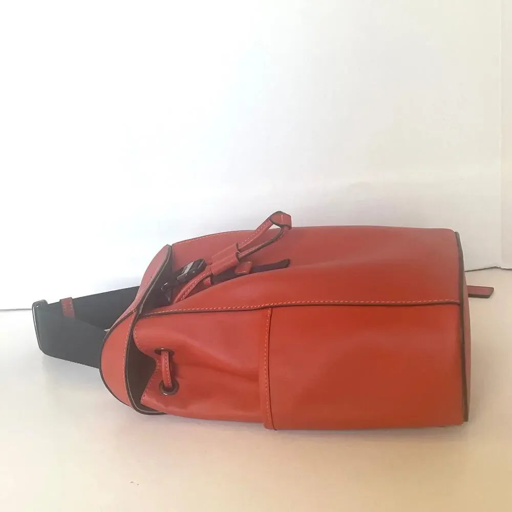 Coach Racer Pack Leather Sling Bag Deep Orange Gunmetal Mens CU111 NWOT